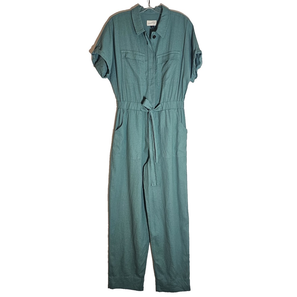 Universal Thread Jumpsuit Womens 4 Green Button Tie Front Janitor Utility Boiler